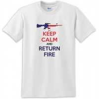 Keep Calm And Return Fire M-16 Rifle Us Flag  Tee Shirt