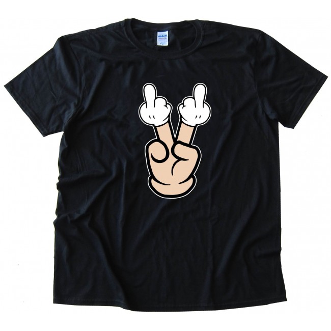 Double Bird Cartoon Hand Flipoff - Tee Shirt