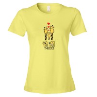 Womens And Now We Are Three Giraffes Baby - Tee Shirt