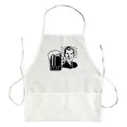 Apron Man Holding A Massive Beer