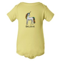 Baby Bodysuit Believe Brightly Colored Unicorn