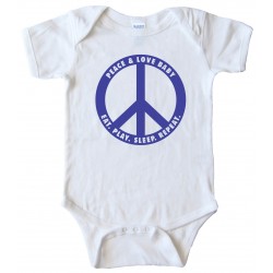 Baby Bodysuit - Peace And Love Baby - Eat. Play. Sleep. Repeat.