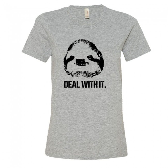 Womens Deal With It Sloth - Tee Shirt