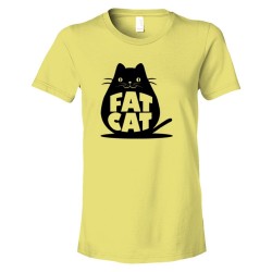Womens Fat Cat Feline Roundest - Tee Shirt