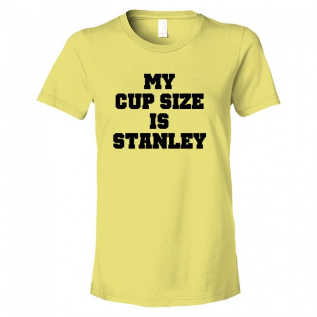 My Cup Size is Stanley T-Shirt (White, S) at  Women's Clothing store