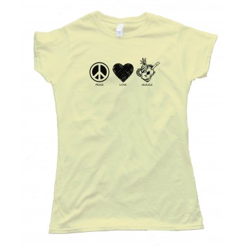 Womens Peace Love And Ukulele - Tee Shirt