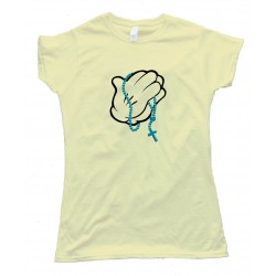 Womens Praying Hands Mickey Mouse Style - Tee Shirt
