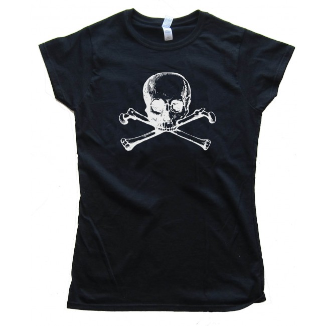 Womens Vintage Skull And Crossbones - Tee Shirt
