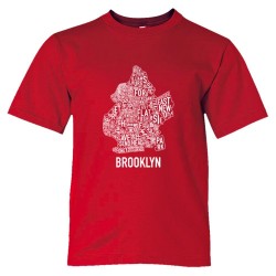 Youth Sized Brooklyn Map With Area Names - Tee Shirt