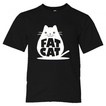 Youth Sized Fat Cat Feline Roundest - Tee Shirt