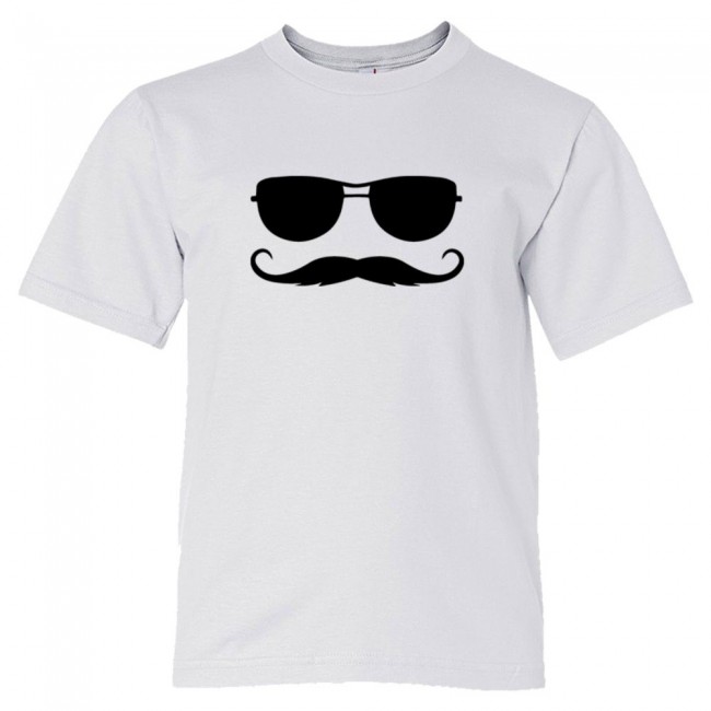 Youth Sized Ray Ban Sunglasses With Killer Mustache - Tee Shirt