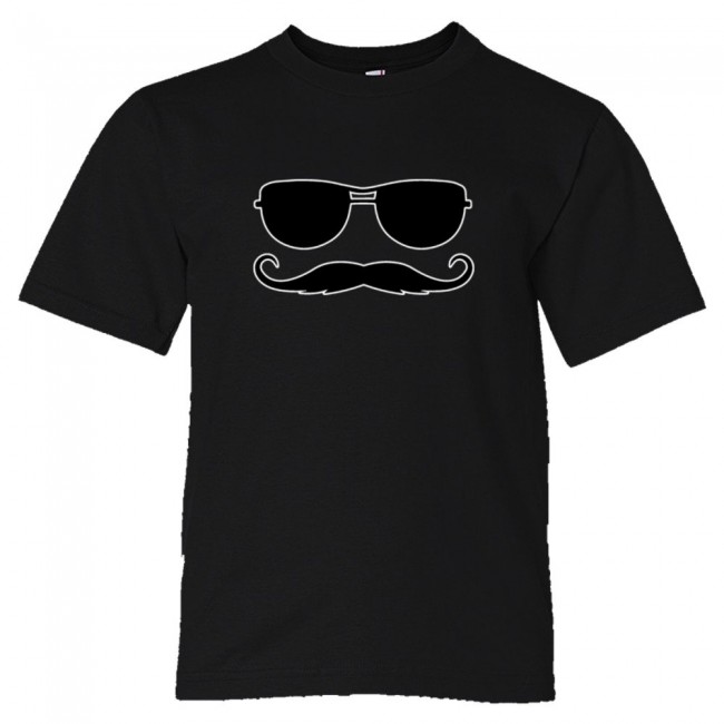 Youth Sized Ray Ban Sunglasses With Killer Mustache - Tee Shirt