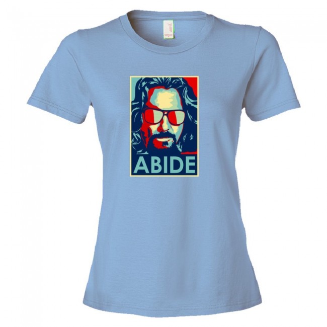 Womens Abide The Dude From The Big Lebowski Obama Poster - Tee Shirt