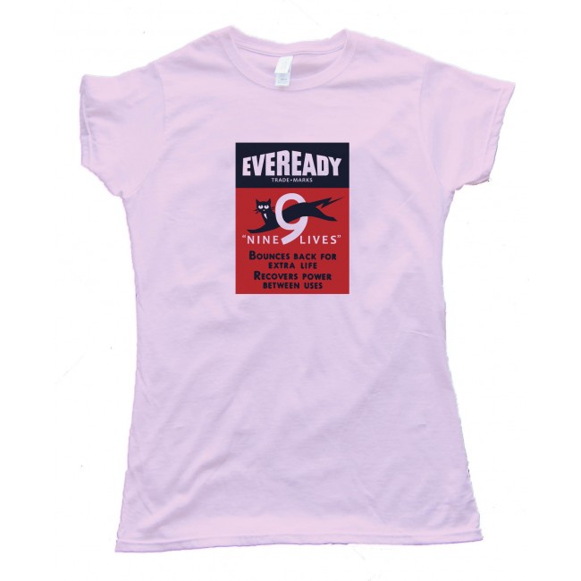 Womens Eveready Nine Lives Cat Battery Logo - Tee Shirt