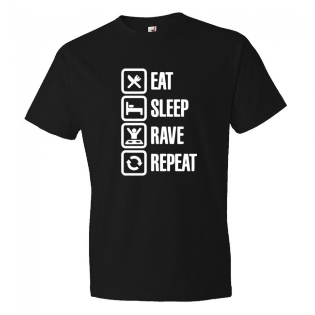Eat Sleep Rave Repeat Partying Tee Shirt