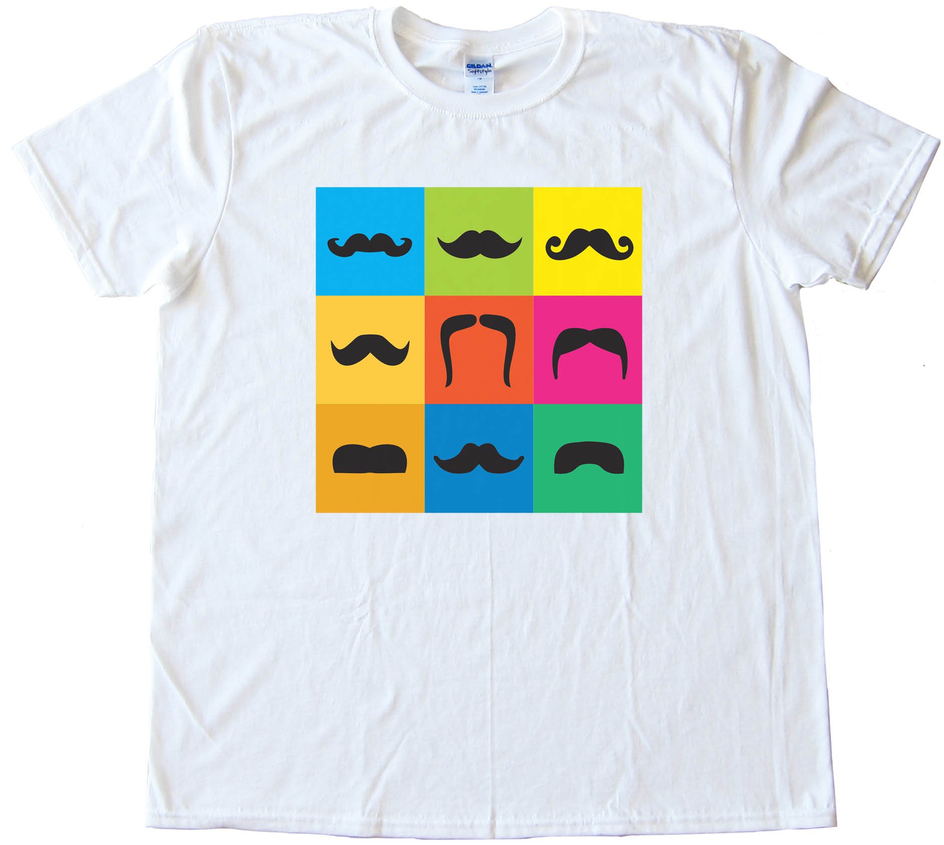 9 Mustache Styles On Colored Boxes - Movember - Tee Shirt