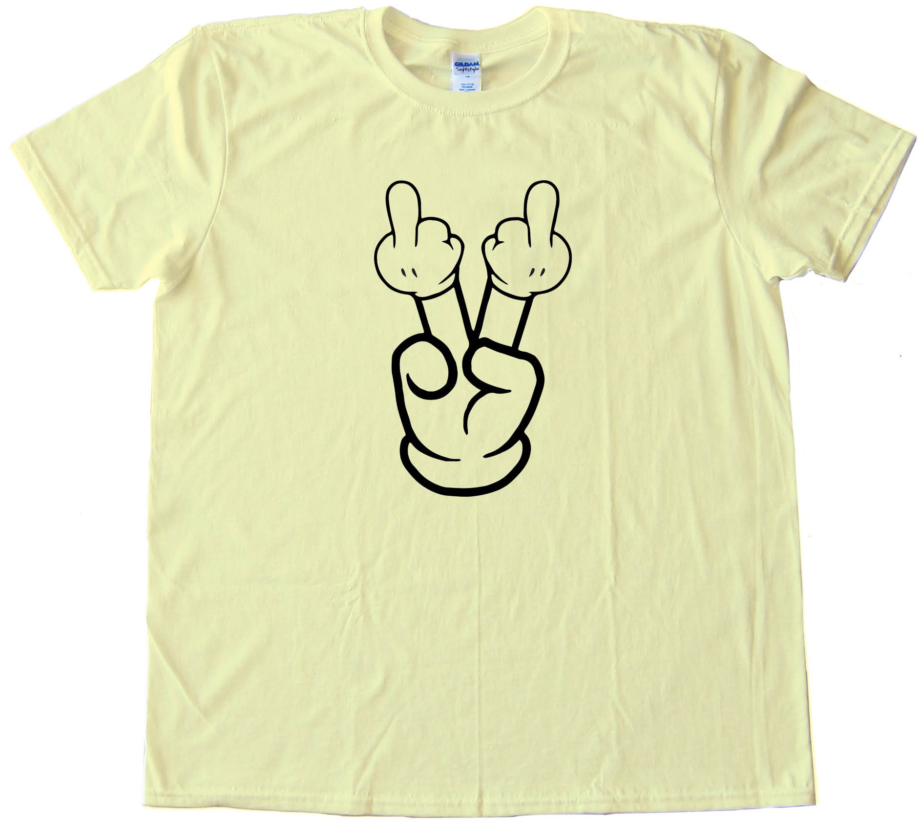Double Bird Cartoon Hand Flipoff - Tee Shirt