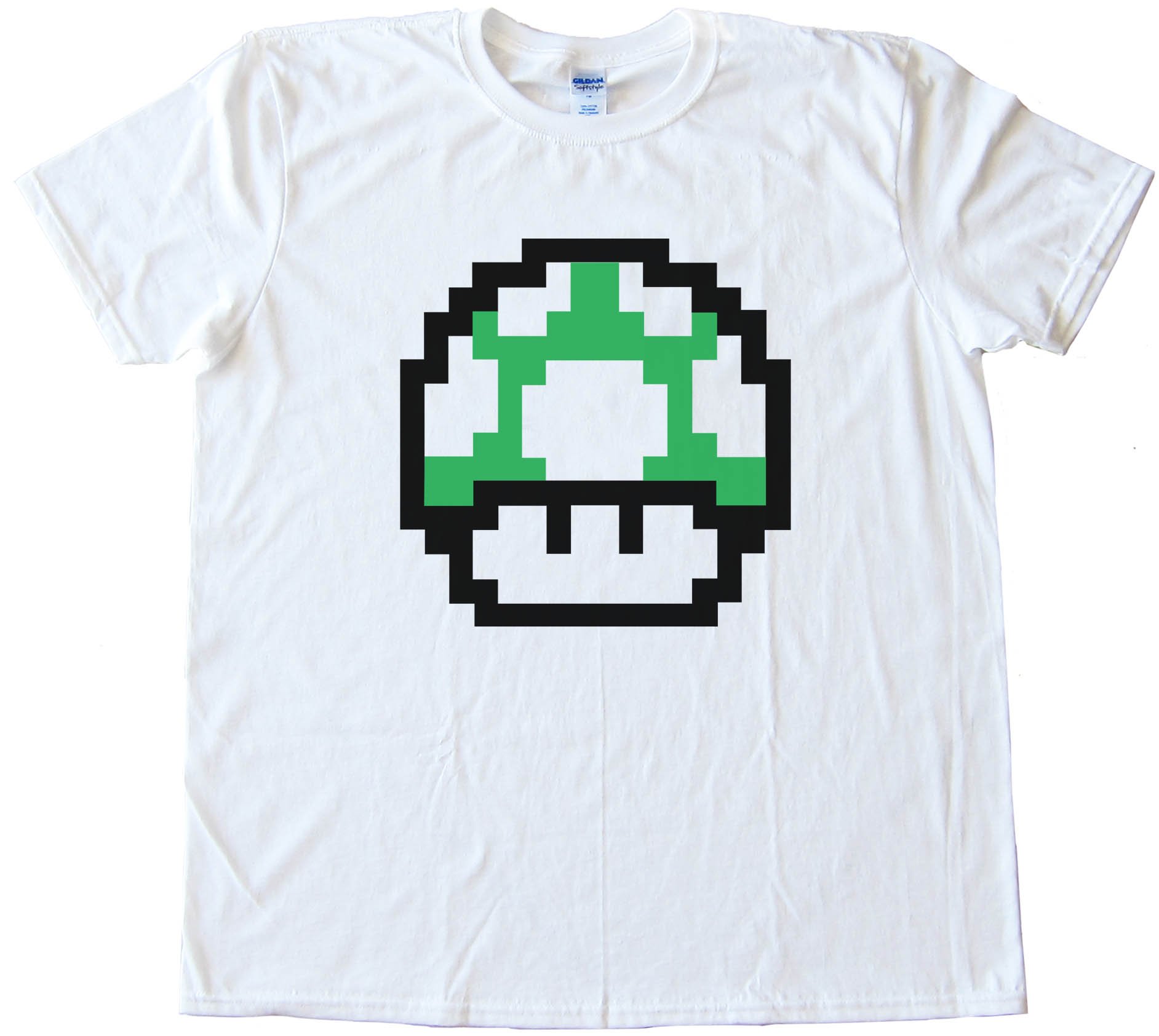 Mario Brothers 1Up Free Life Green Muchroom - Tee Shirt