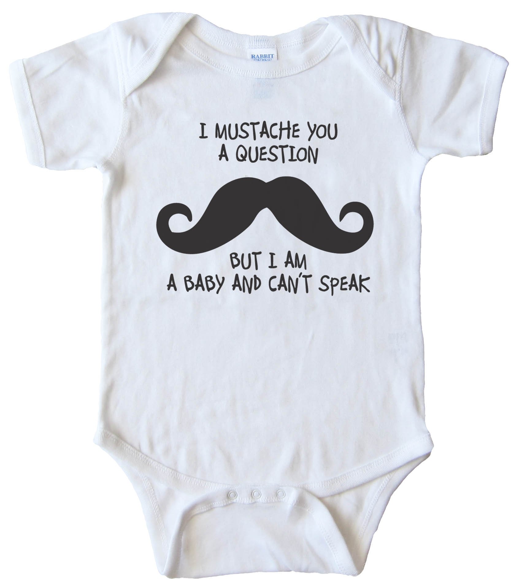 Baby Bodysuit - I Mustache You A Question But I'M A Baby And Can'T Speak -