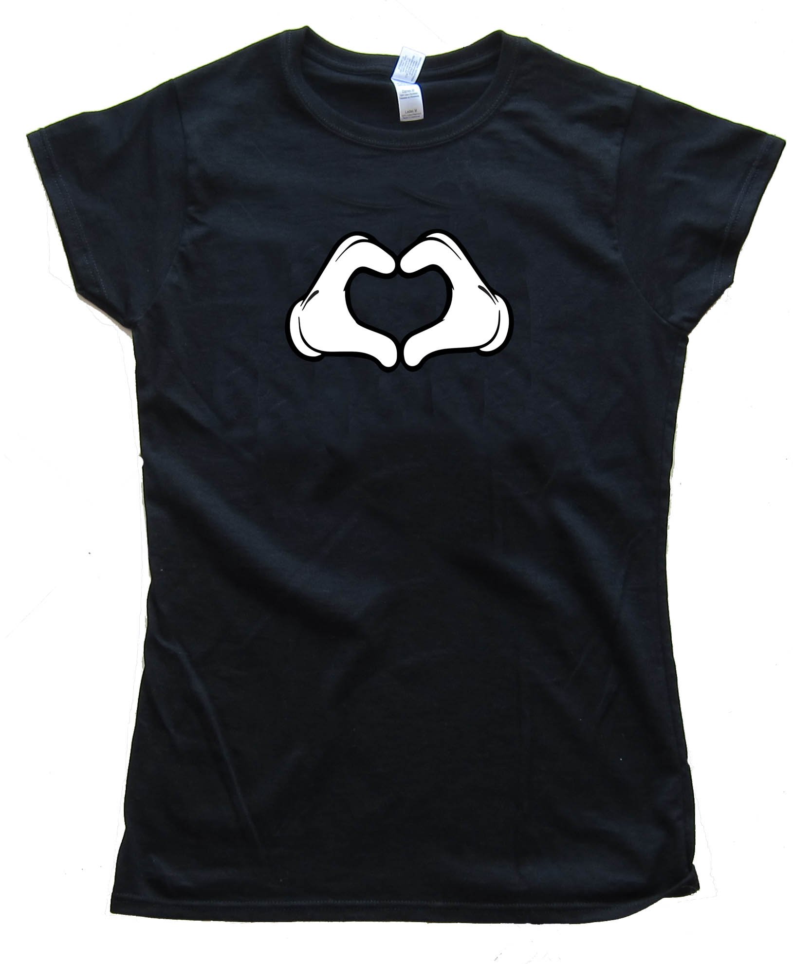 Womens Cartoon Heart Hands Love - Tee Shirt
