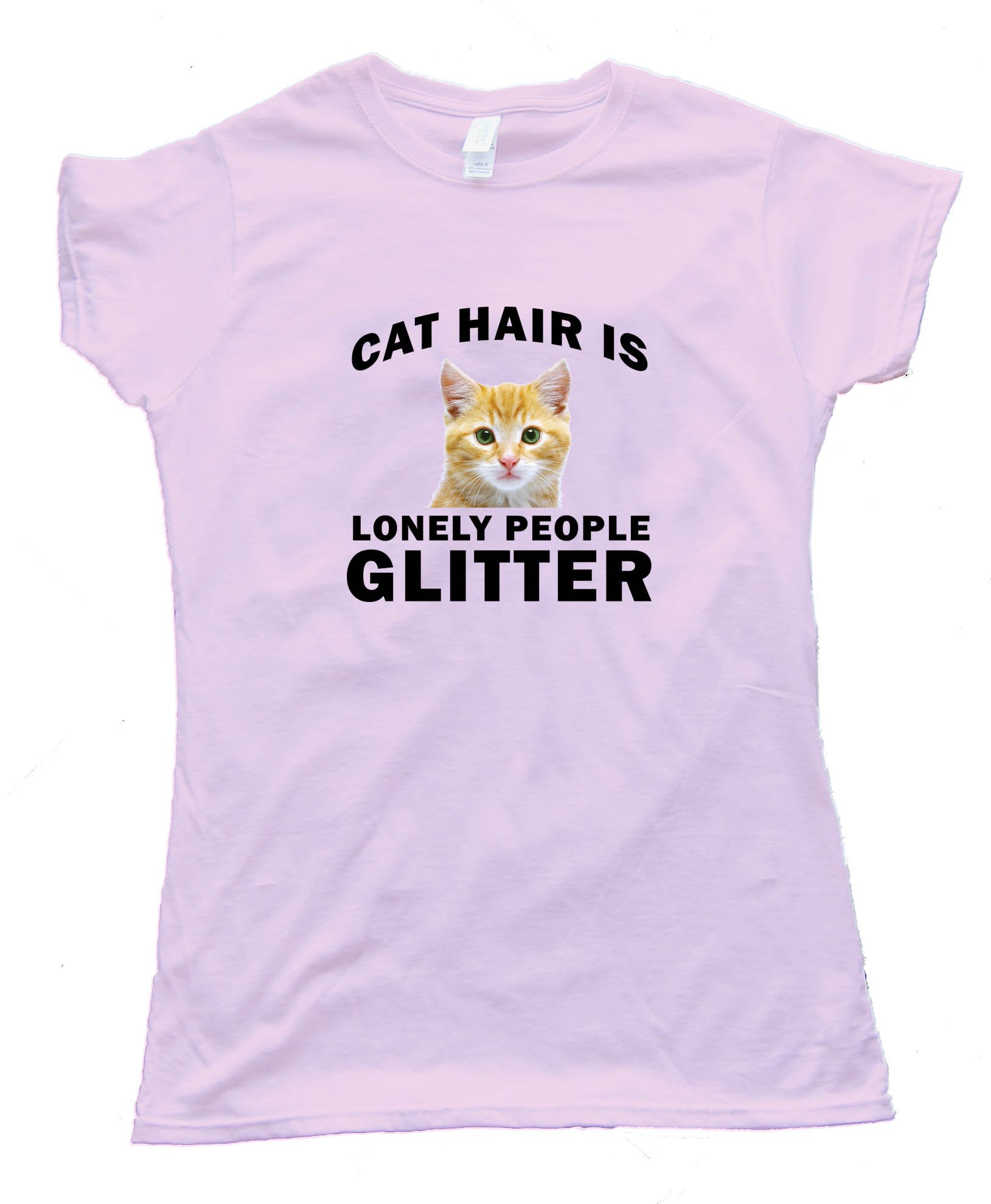 Womens Cat Hair Is Lonely People Glitter - Tee Shirt