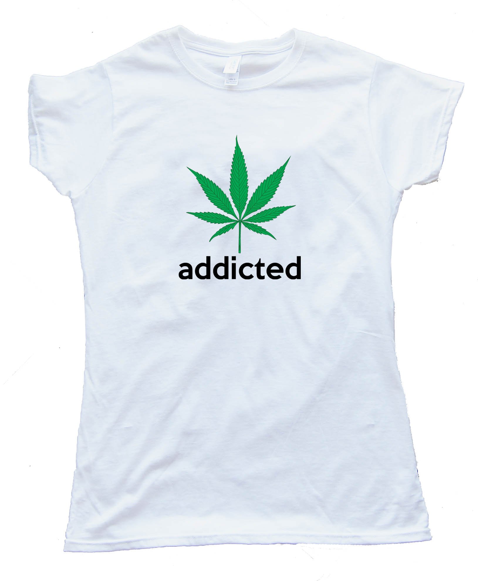 Womens Addicted Marijuana Leaf Adidas Parody Tee Shirt