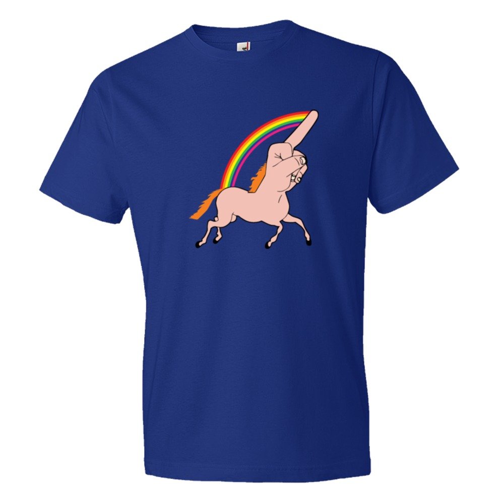 Fingercorn Unicorn Running Giving The Finger - Tee Shirt