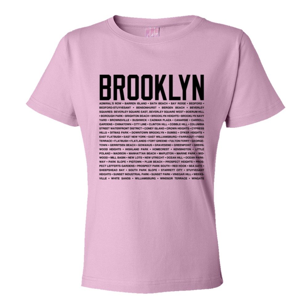 Womens Brooklyn Map With Area Names - Tee Shirt